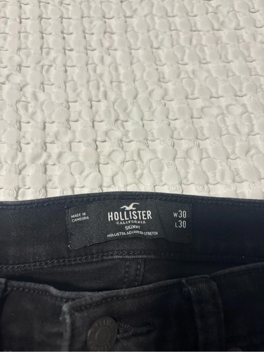 Hollister Men's Skinny Jeans - True Black Stretch Denim 30x30